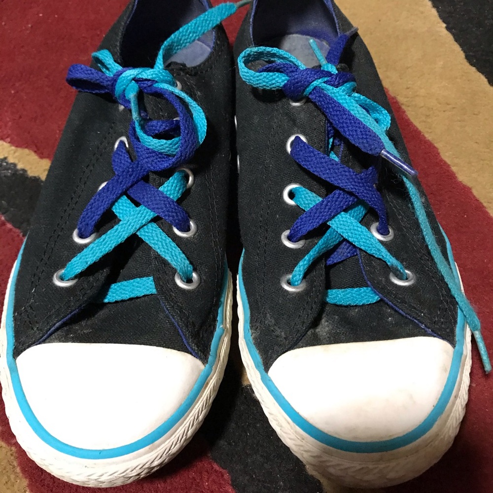 Black and blue converse